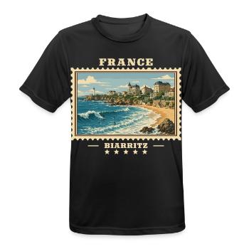 Frankreich Biarritz Vintage Reisemarke - Männer T-Shirt atmungsaktiv - Schwarz - Vorne - AI Model Male 178 light (178cm)