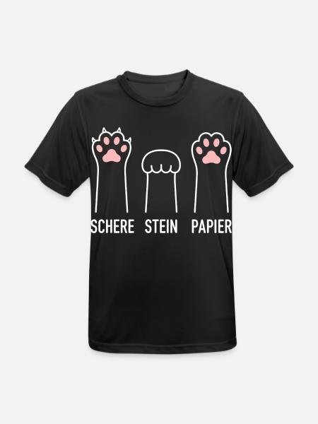 Schere Stein Papier Spiel süße Katzenpfote Katzen - Männer T-Shirt atmungsaktiv - Schwarz