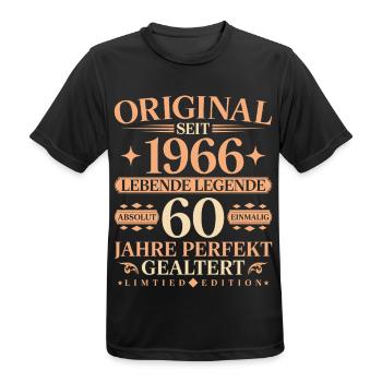 1966 Jahrgang Original Vintage 60. Geburtstag - Männer T-Shirt atmungsaktiv - Schwarz - Vorne - AI Model Male 178 light (178cm)