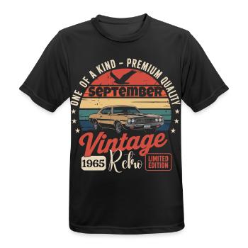 Jubiläum September 1965 Oldtimer - Männer T-Shirt atmungsaktiv - Schwarz - Vorne - AI Model Male 178 light (178cm)