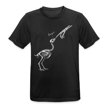 Funny skeleton chicken giving a hand kiss  - Männer T-Shirt atmungsaktiv - Schwarz - Vorne - AI Model Male 178 light (178cm)