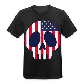 Amerikanischer Schädel - Männer T-Shirt atmungsaktiv - Schwarz - Vorne - AI Model Male 178 light (178cm)