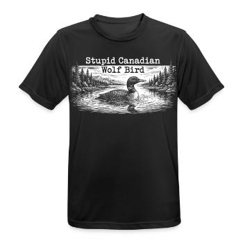 Stupid Canadian Wolf Bird Funny Loon Humor - Männer T-Shirt atmungsaktiv - Schwarz - Vorne - AI Model Male 178 light (178cm)