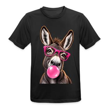 Âne Cool avec Lunettes Roses et Bubble Gum - Männer T-Shirt atmungsaktiv - Schwarz - Vorne - AI Model Male 178 light (178cm)
