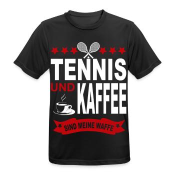 Tennis Tennisspieler Sport Waffe Kaffee Sport - Männer T-Shirt atmungsaktiv - Schwarz - Vorne - AI Model Male 178 light (178cm)