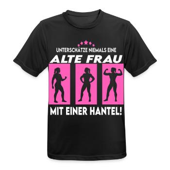 Frau mit Hantel Bodybuilding Bodybuilderin Sport - Männer T-Shirt atmungsaktiv - Schwarz - Vorne - AI Model Male 178 light (178cm)