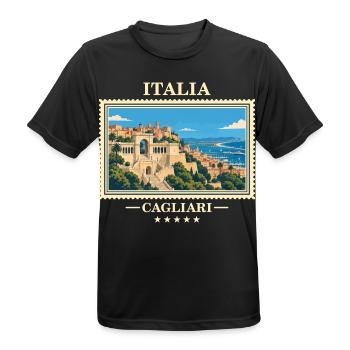Italien Cagliari Vintage Reisemarke - Männer T-Shirt atmungsaktiv - Schwarz - Vorne - AI Model Male 178 light (178cm)