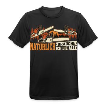 Kettensägen-Ästhetik im Wald - Männer T-Shirt atmungsaktiv - Schwarz - Vorne - AI Model Male 178 light (178cm)