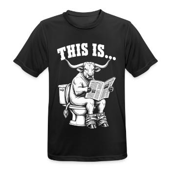 This Is Bullshit – Stier Klo Toilettenhumor - Männer T-Shirt atmungsaktiv - Schwarz - Vorne - AI Model Male 178 light (178cm)