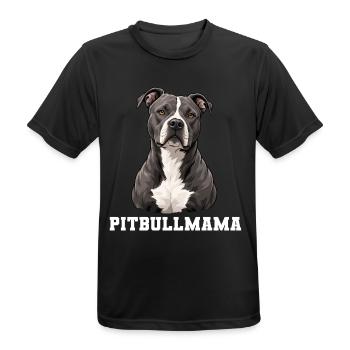 Pitbull Mama Porträt - Männer T-Shirt atmungsaktiv - Schwarz - Vorne - AI Model Male 178 light (178cm)