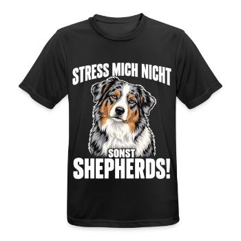 Australian Shepherd – Stress mich nicht | Aussie - Männer T-Shirt atmungsaktiv - Schwarz - Vorne - AI Model Male 178 light (178cm)