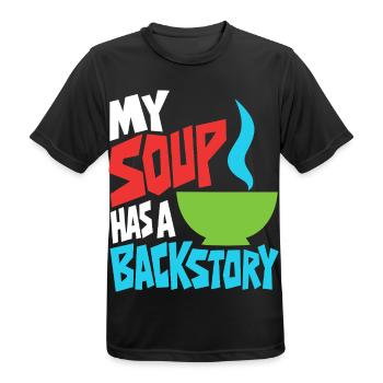 Suppe mit eigener Hintergrundgeschichte - Männer T-Shirt atmungsaktiv - Schwarz - Vorne - AI Model Male 178 light (178cm)