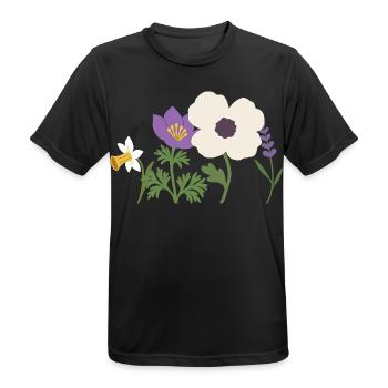 Mohn · Narzisse · Natur · Bunter Lavendel - Männer T-Shirt atmungsaktiv - Schwarz - Vorne - AI Model Male 178 light (178cm)