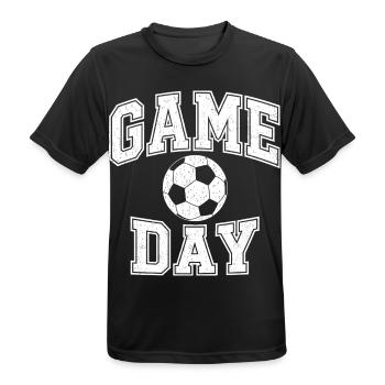 Game Day Fußball – Soccer Vintage Design - Männer T-Shirt atmungsaktiv - Schwarz - Vorne - AI Model Male 178 light (178cm)