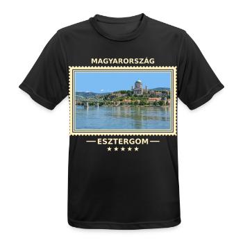 Ungarn Esztergom Vintage Reisemarke - Männer T-Shirt atmungsaktiv - Schwarz - Vorne - AI Model Male 178 light (178cm)