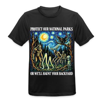 Kryptid Van Gogh schützt unsere Nationalparks - Männer T-Shirt atmungsaktiv - Schwarz - Vorne - AI Model Male 178 light (178cm)