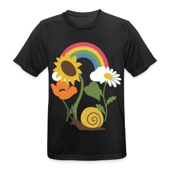 Sonnenblume · Schnecke · Blumen · Mohn - Männer T-Shirt atmungsaktiv - Schwarz - Vorne - AI Model Male 178 light (178cm)