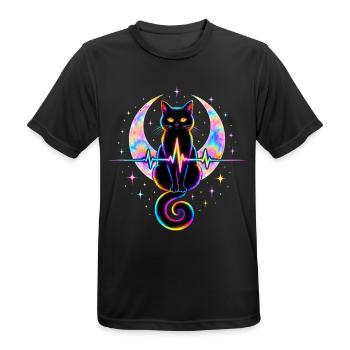 Minimalist Cat Heartbeat - Männer T-Shirt atmungsaktiv - Schwarz - Vorne - AI Model Male 178 light (178cm)