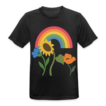 Natur · Mohn · Naturfreunde · Kornblume - Männer T-Shirt atmungsaktiv - Schwarz - Vorne - AI Model Male 178 light (178cm)