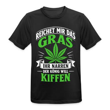 Reichet mir das Gras der König will kiffen - Männer T-Shirt atmungsaktiv - Schwarz - Vorne - AI Model Male 178 light (178cm)
