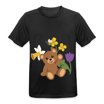 Gartenfreunde · Narzisse · Winkender Teddy · Natur - Männer T-Shirt atmungsaktiv - Schwarz - Vorne - AI Model Male 178 light (178cm)