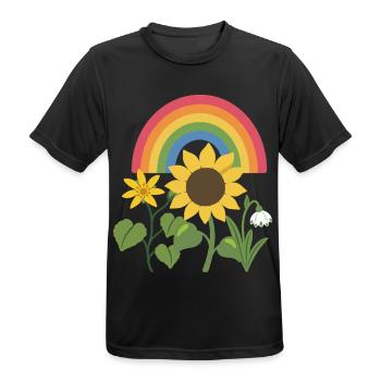 Natur · Blumen · Bunte Sonnenblume - Männer T-Shirt atmungsaktiv - Schwarz - Vorne - AI Model Male 178 light (178cm)