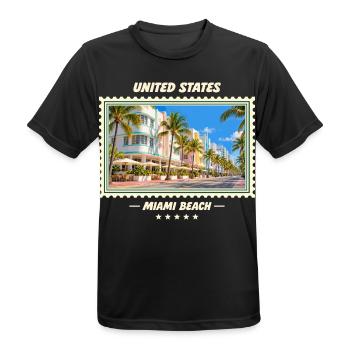 Vereinigte Staaten Miami Beach Vintage Reisemarke - Männer T-Shirt atmungsaktiv - Schwarz - Vorne - AI Model Male 178 light (178cm)