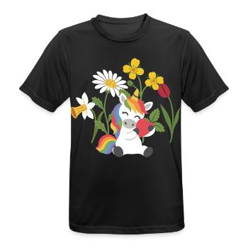 Narzisse · Blumen · Herz Einhorn · Natur - Männer T-Shirt atmungsaktiv - Schwarz - Vorne - AI Model Male 178 light (178cm)