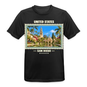 Vereinigte Staaten San Diego Vintage Reisemarke - Männer T-Shirt atmungsaktiv - Schwarz - Vorne - AI Model Male 178 light (178cm)