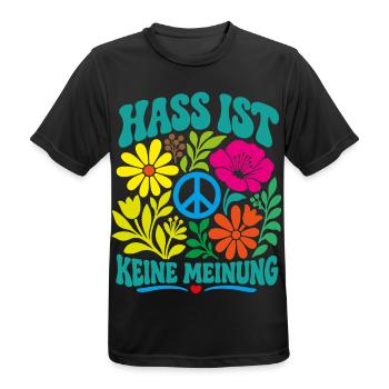 Hass ist keine Meinung - Männer T-Shirt atmungsaktiv - Schwarz - Vorne - AI Model Male 178 light (178cm)