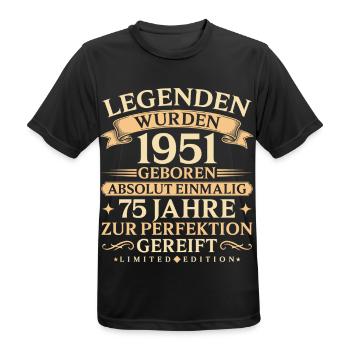 Legenden 1951 Baujahr 75. Geburtstag Geschenk - Männer T-Shirt atmungsaktiv - Schwarz - Vorne - AI Model Male 178 light (178cm)