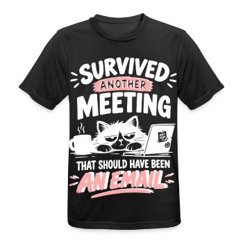 Überlebt: Meeting statt E-Mail - Männer T-Shirt atmungsaktiv - Schwarz - Vorne - AI Model Male 178 light (178cm)
