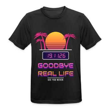 Goodbye Real Life 19.11. - Männer T-Shirt atmungsaktiv - Schwarz - Vorne - AI Model Male 178 light (178cm)