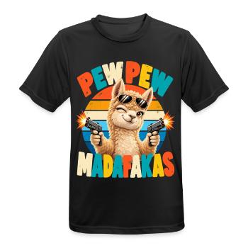Pew Pew Alpaka Retro Humor - Männer T-Shirt atmungsaktiv - Schwarz - Vorne - AI Model Male 178 light (178cm)