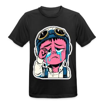 Feuchter Pilotenaufkleber - Männer T-Shirt atmungsaktiv - Schwarz - Vorne - AI Model Male 178 light (178cm)