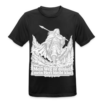 Krieger - Dunkler Pfad, klares Herz - Männer T-Shirt atmungsaktiv - Schwarz - Vorne - AI Model Male 178 light (178cm)
