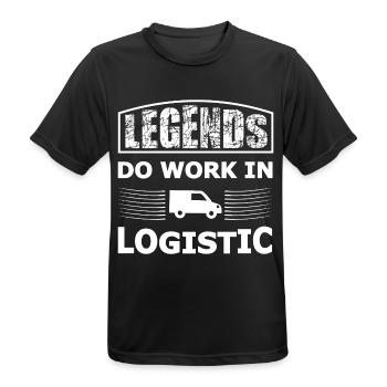 Legenden arbeiten in Logistik - Männer T-Shirt atmungsaktiv - Schwarz - Vorne - AI Model Male 178 light (178cm)