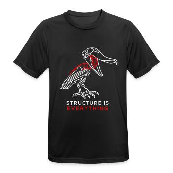 Schuhschnabelskelett – Struktur ist alles - Männer T-Shirt atmungsaktiv - Schwarz - Vorne - AI Model Male 178 light (178cm)