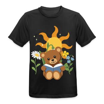 Teddy Blumen Kinder Lesen Design - Männer T-Shirt atmungsaktiv - Schwarz - Vorne - AI Model Male 178 light (178cm)