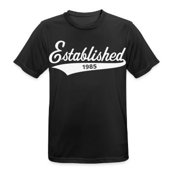 Established 1985 (Geburtsjahr, Geburtstag / White) - Männer T-Shirt atmungsaktiv - Schwarz - Vorne - AI Model Male 178 light (178cm)
