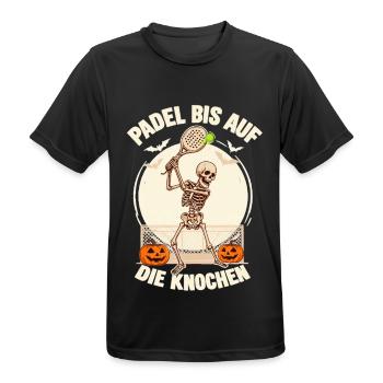 Lustiges Padel Skelett Halloween - Männer T-Shirt atmungsaktiv - Schwarz - Vorne - AI Model Male 178 light (178cm)