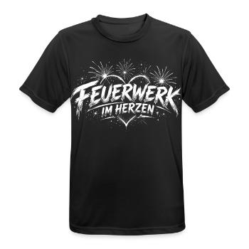 Feuerwerk im Herzen - Männer T-Shirt atmungsaktiv - Schwarz - Vorne - AI Model Male 178 light (178cm)