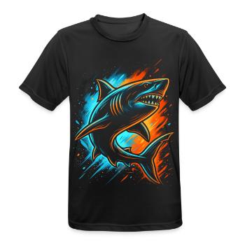 Haifisch Haie Kinder Herren Jungen Hai - Männer T-Shirt atmungsaktiv - Schwarz - Vorne - AI Model Male 178 light (178cm)
