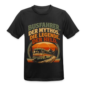 Busfahrer Mythos Legende Held - Männer T-Shirt atmungsaktiv - Schwarz - Vorne - AI Model Male 178 light (178cm)
