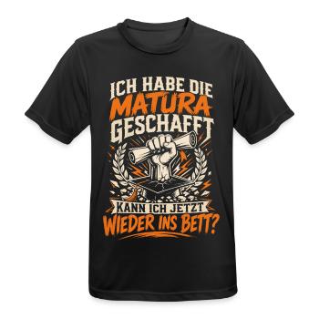 Matura geschafft kann ich ins Bett - Männer T-Shirt atmungsaktiv - Schwarz - Vorne - AI Model Male 178 light (178cm)