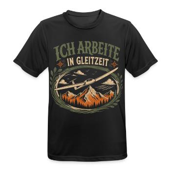 Arbeite in Gleitzeit Segelflieger - Männer T-Shirt atmungsaktiv - Schwarz - Vorne - AI Model Male 178 light (178cm)