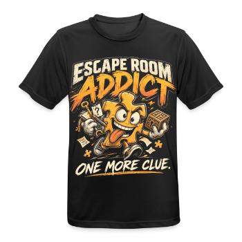 Escape Room Addict - One more clue - Männer T-Shirt atmungsaktiv - Schwarz - Vorne - AI Model Male 178 light (178cm)
