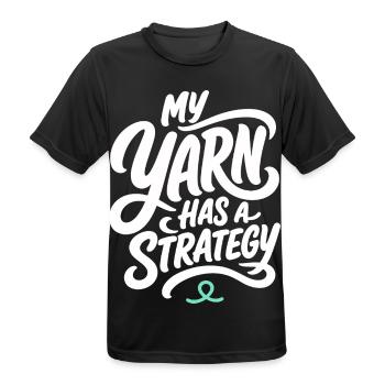 Handarbeit – My Yarn Has a Strategy - Männer T-Shirt atmungsaktiv - Schwarz - Vorne - AI Model Male 178 light (178cm)