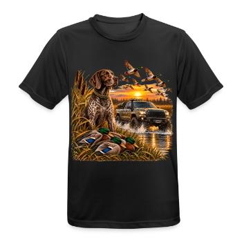 Vintage Hunting Truck Duck Hunting Dog Rustic Outd - Männer T-Shirt atmungsaktiv - Schwarz - Vorne - AI Model Male 178 light (178cm)