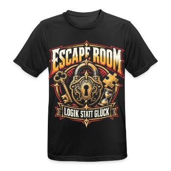 Escape Room – Logik statt Glück - Männer T-Shirt atmungsaktiv - Schwarz - Vorne - AI Model Male 178 light (178cm)